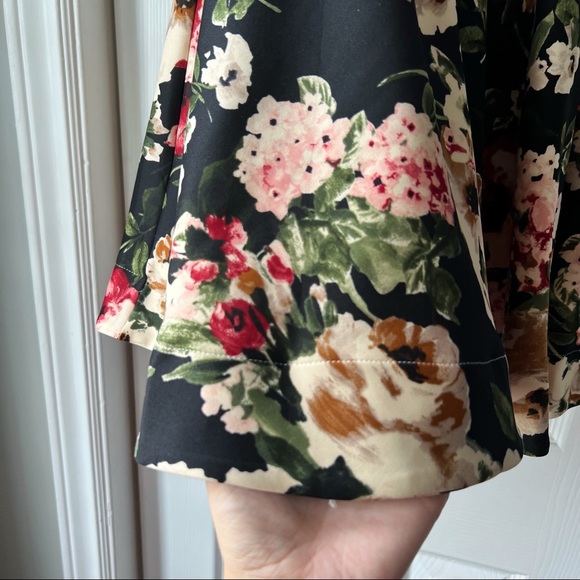 Black, Red and Cream Floral Halter A-Line Dress - Picture 5 of 15